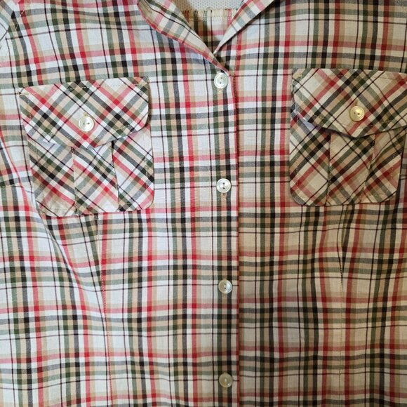 Pendleton Button Up Long Sleeve Shirt Size Large Women's Tan Red Plaid - Picture 4 of 5